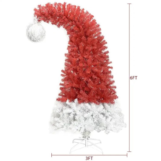 6FT Hinged Fir Artificial Fir Bent Top Christmas Tree