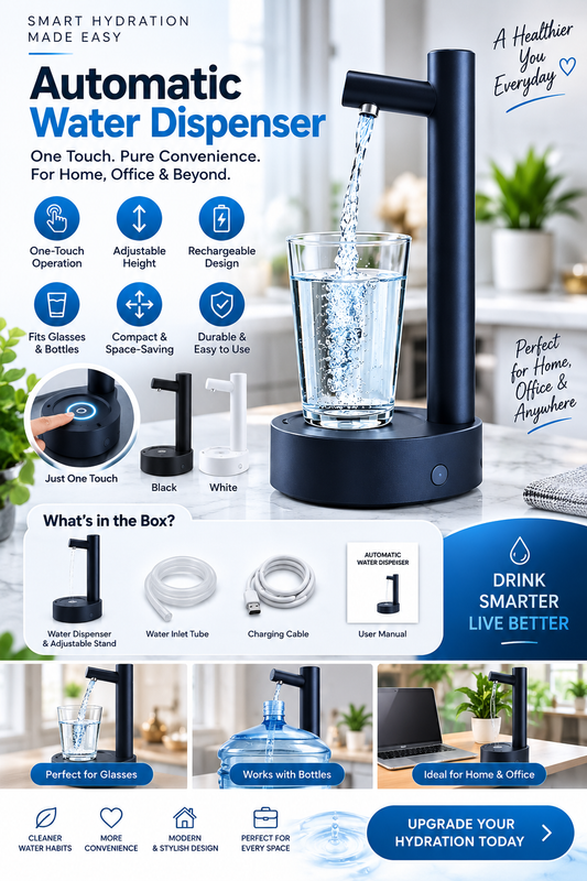 Automatic Electric Water Dispenser Pump with Adjustable Stand – Touch-Control Bottle Water Pump for Home & Office