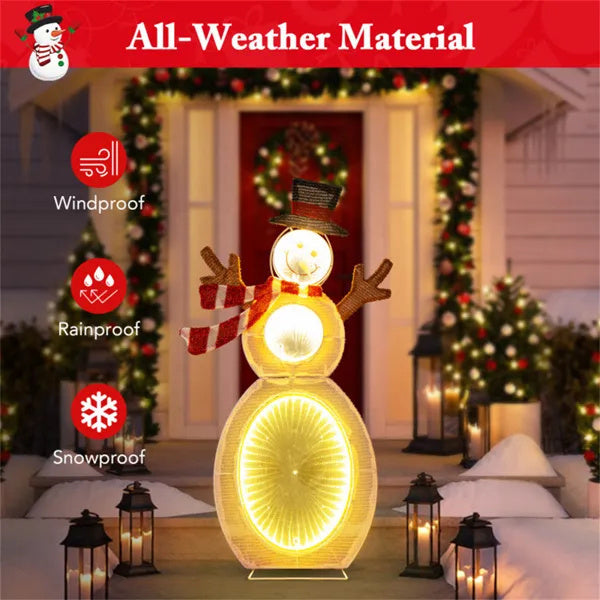 Christmas Decoration Lighted Snowman With LED Lights And Metal Stand