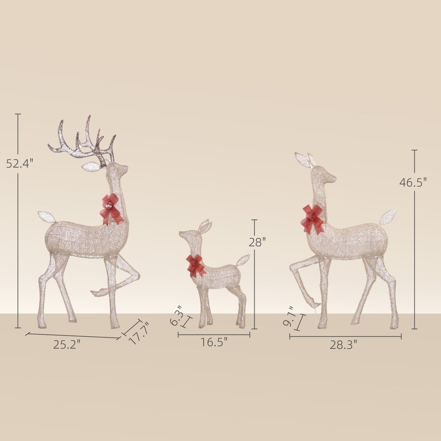 Lighted Reindeer Christmas Decorations