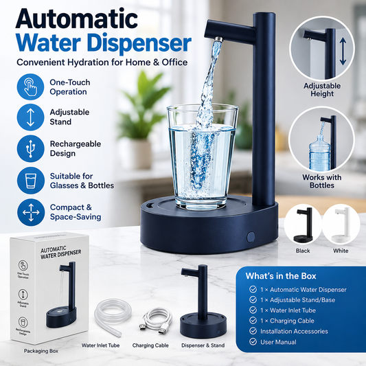 Automatic Electric Water Dispenser Pump with Adjustable Stand – Touch-Control Bottle Water Pump for Home & Office