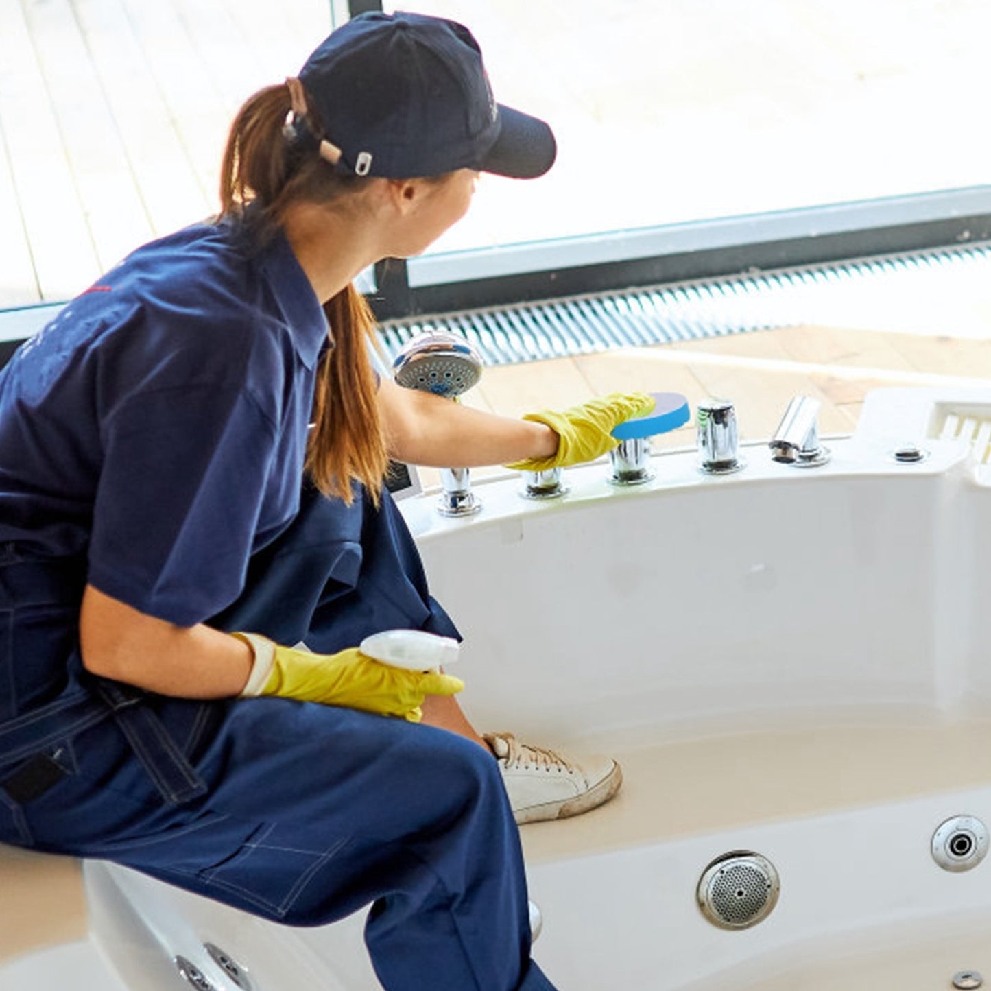 1Pc Electric Spin Scrubber Cordless Rechargeable Telescopic Cleaning Brush 8 Replaceable Heads