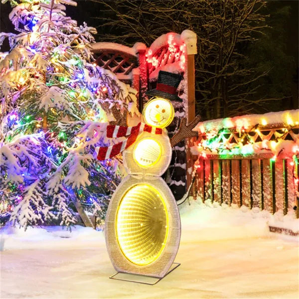 Christmas Decoration Lighted Snowman With LED Lights And Metal Stand