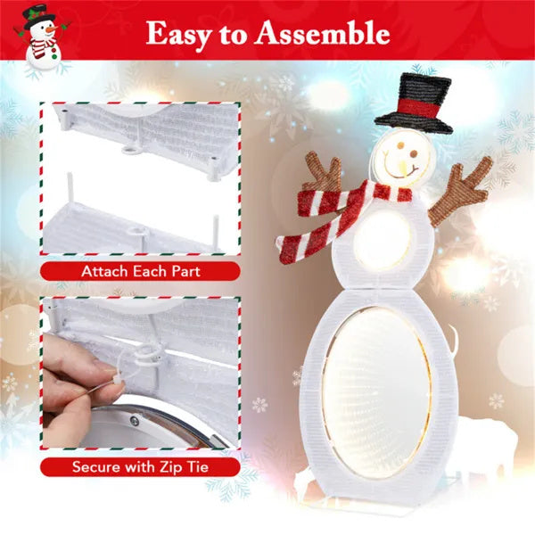 Christmas Decoration Lighted Snowman With LED Lights And Metal Stand